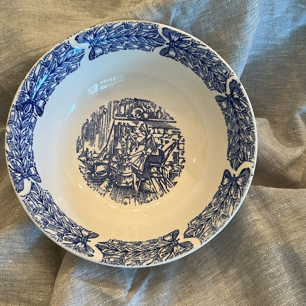 Vintage Blue and white transfer ware bowl made in England